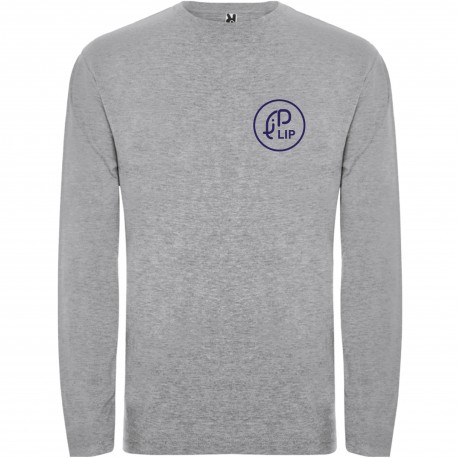 T-SHIRT ML GRIS CHINÉ MARQUÉ LIP 