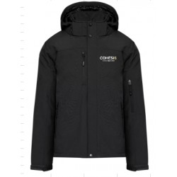 PARKA NOIR AVEC MARQUAGE COEUR BLANC/JAUNE