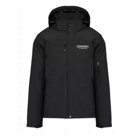 PARKA NOIR AVEC MARQUAGE COEUR BLANC/JAUNE